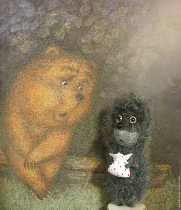 Ежик находит своего друга медведя
